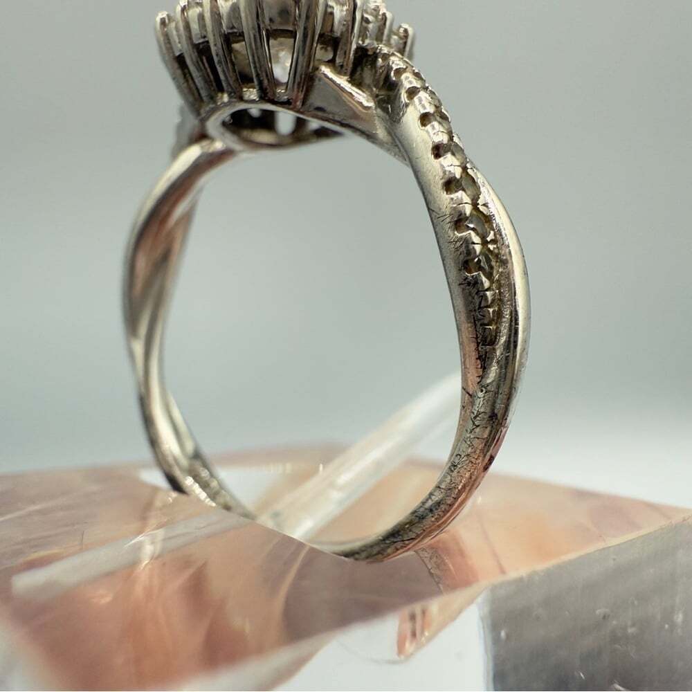 Faux Engagement Glamour Ring Marked 925 with CZ Stones - Size 8 - Picture 7 of 16